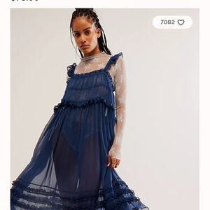 Free People Midnight Blue Long Sleeve Dress